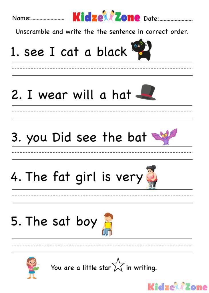 Reading Sentences For Kindergarten Worksheets