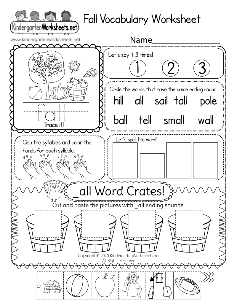 Autumn Worksheets For Kindergarten