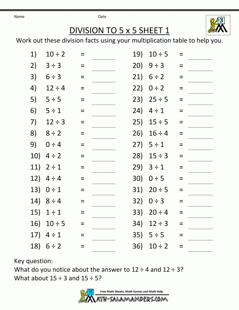 Free Math Worksheets Printable 3Rd Grade