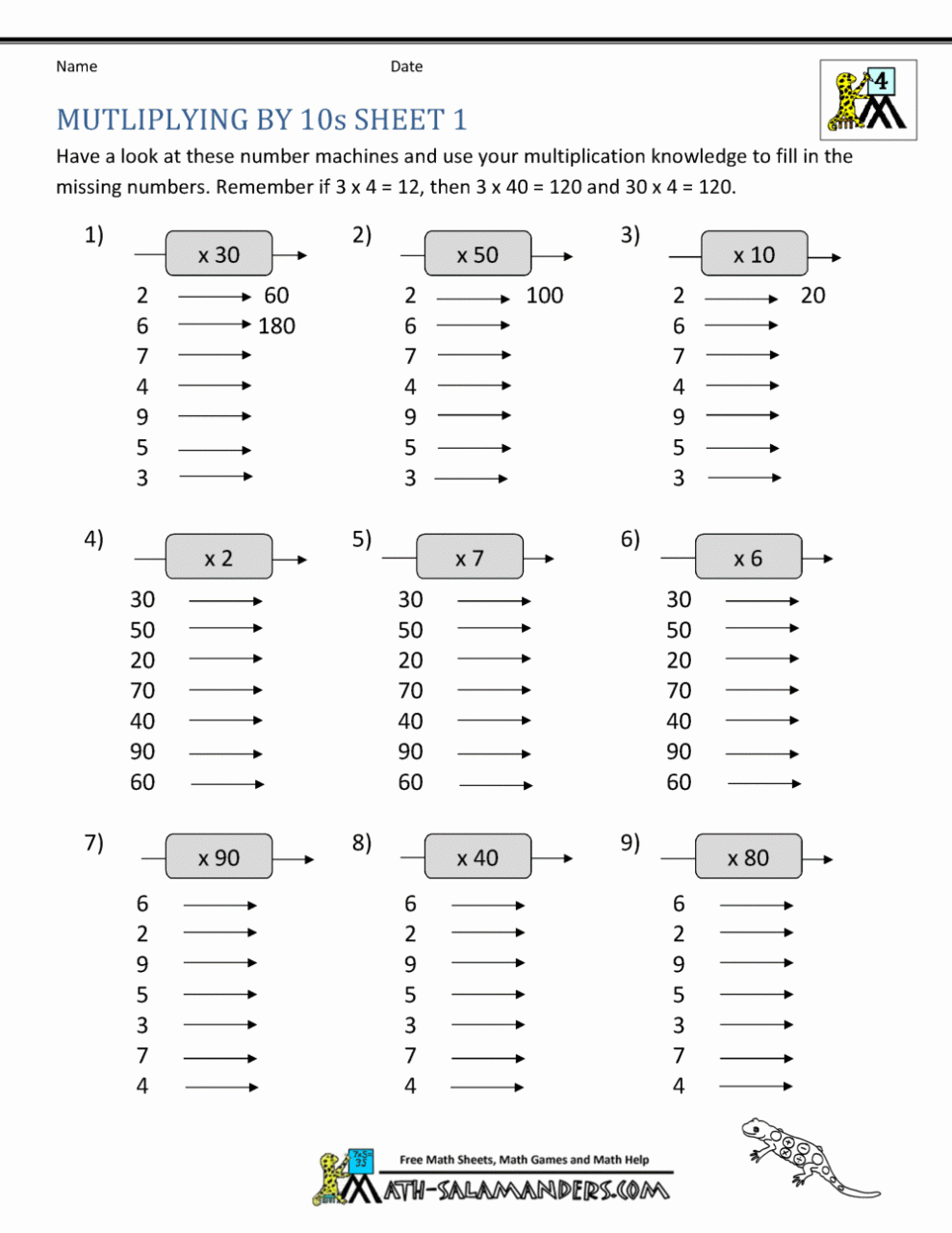 Free Math Multiplication Worksheets math worksheets multiplication