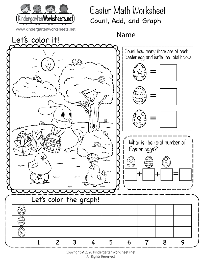 Free Easter Math Worksheet for Kindergarten Count, Add, and Graph