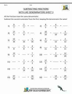 Fraction Addition And Subtraction Worksheet Grade 5 Fraction