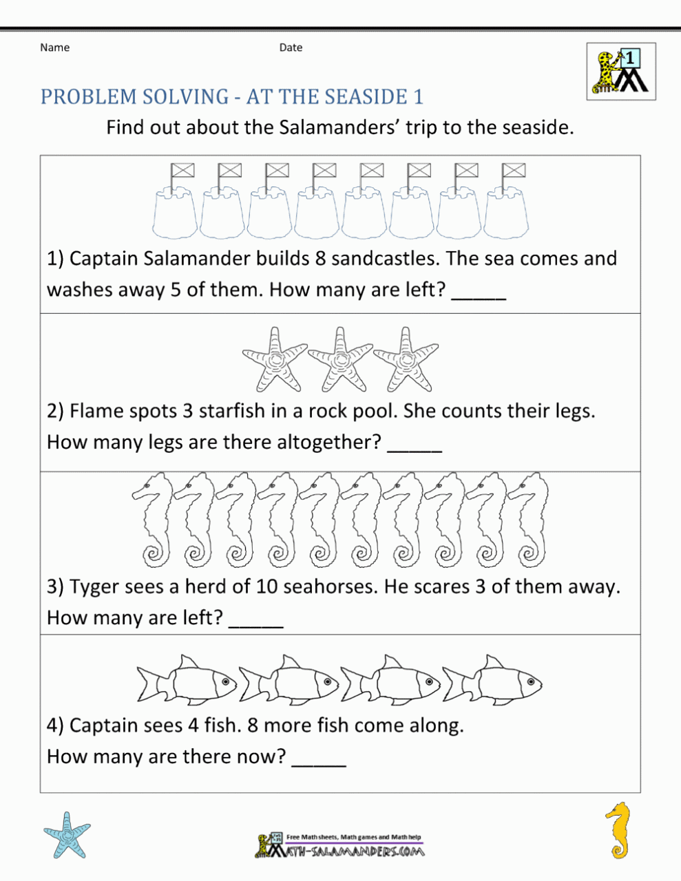 Math Worksheets For 1St Grade Word Problems