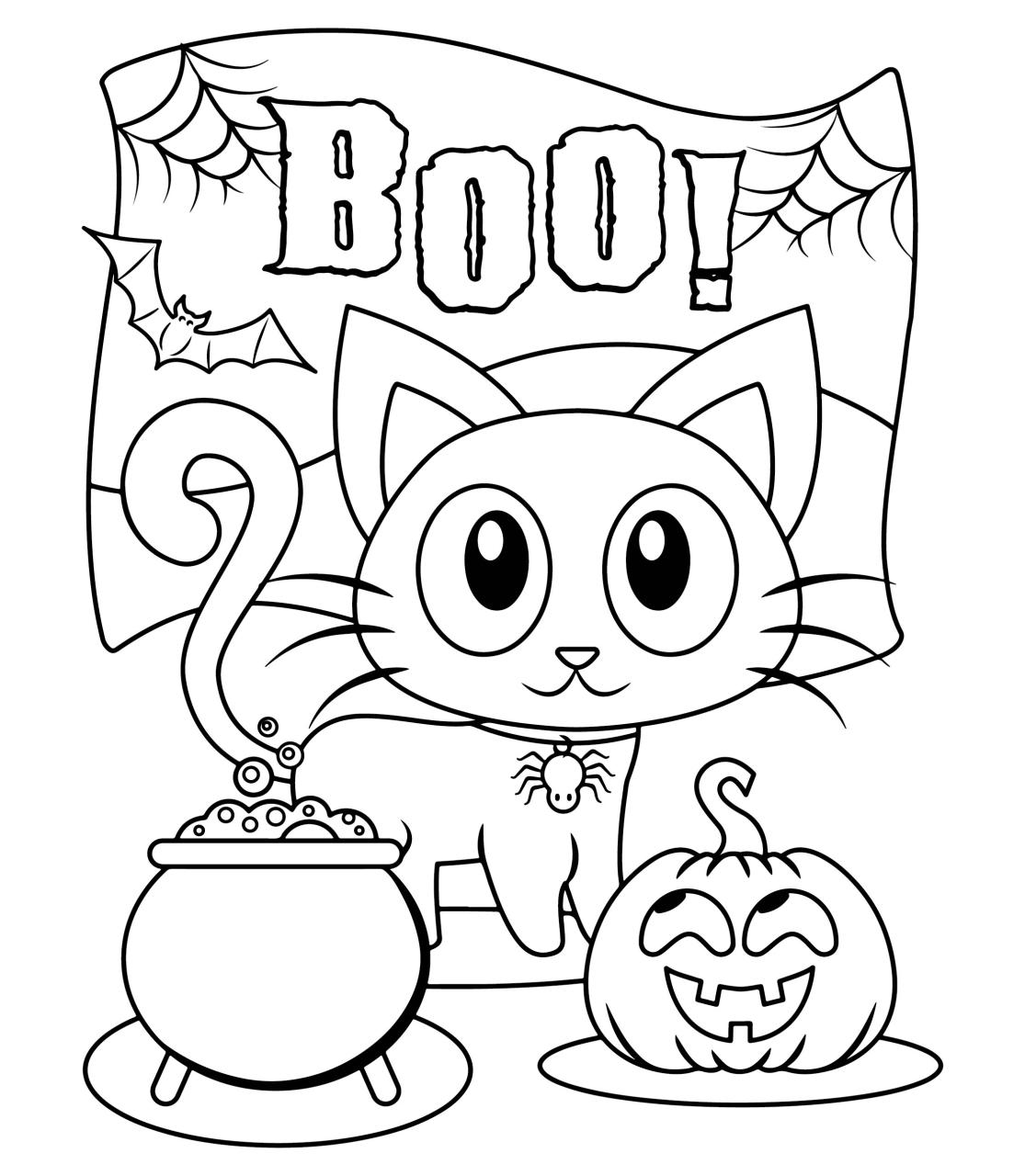 Halloween Coloring Worksheets For Kindergarten