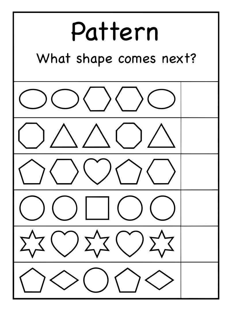 Pattern Worksheets For Kindergarten Free Printable