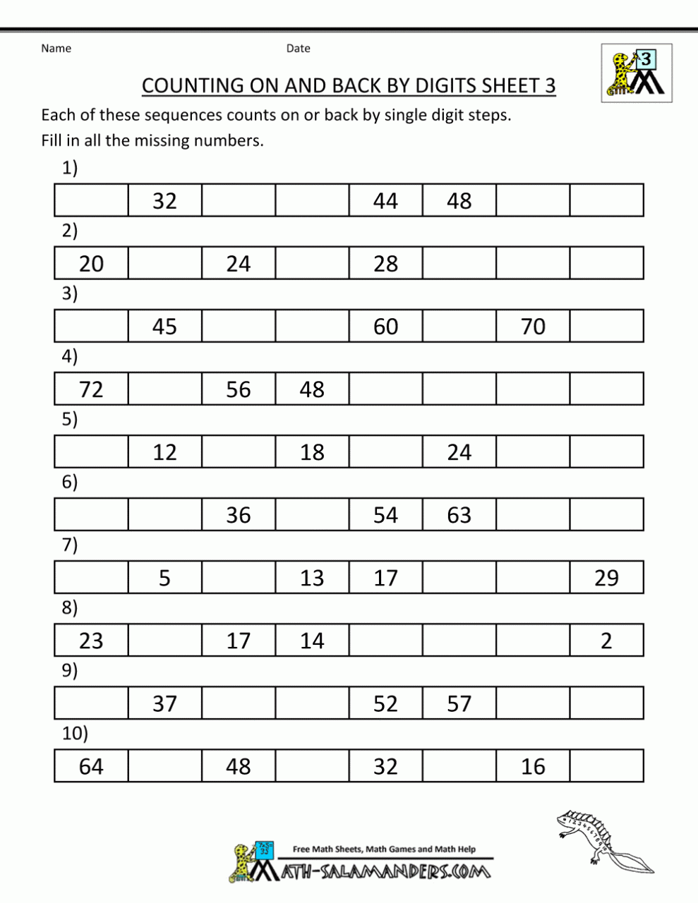 Math Printable Worksheets Grade 3