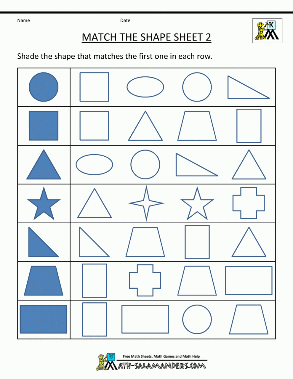 Kinder Shapes Worksheets