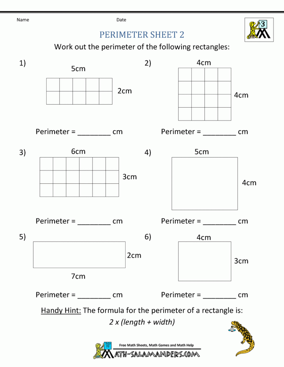 Free 4Th Grade Math Worksheets Area And Perimeter