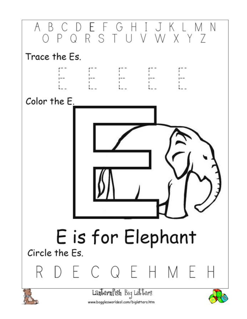 Kindergarten Free Printable Worksheets Alphabet