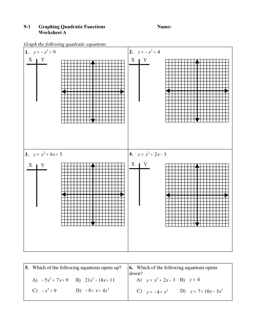 9 2 Solving Quadratic Equations By Graphing Answer Key Tessshebaylo