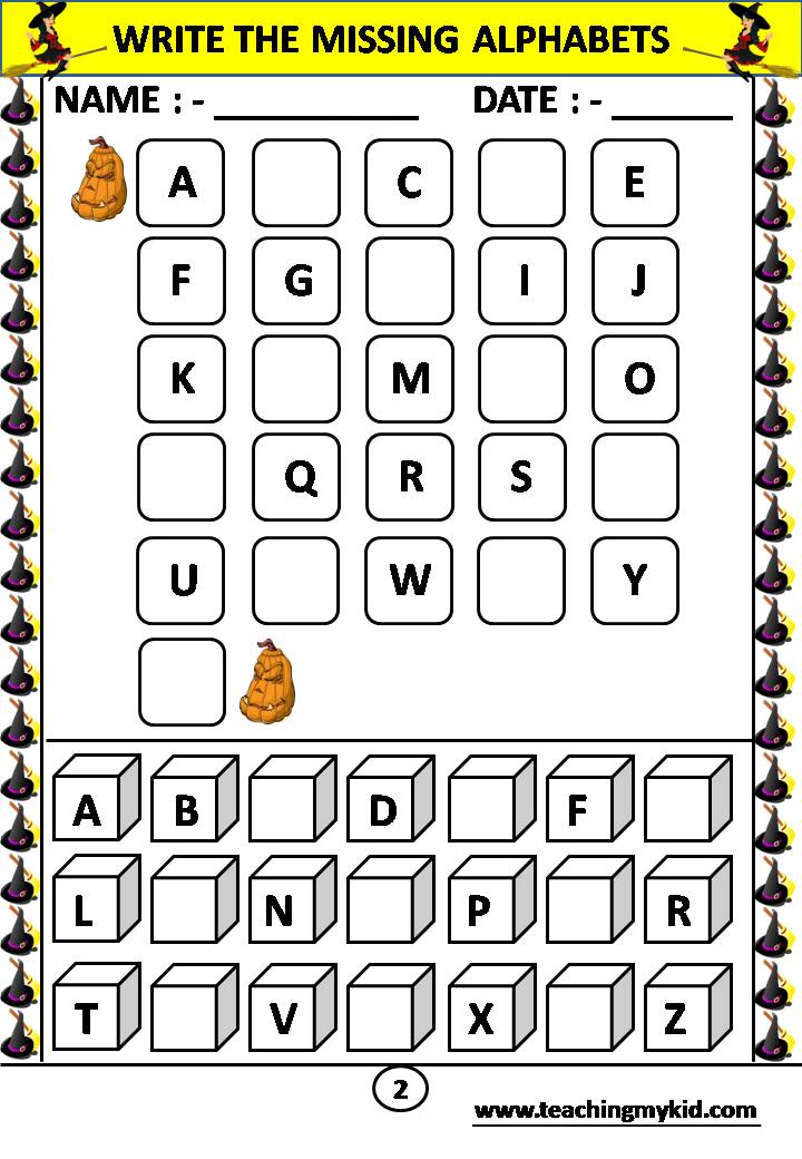 printable english kindergarten worksheetswrite missing alphabets