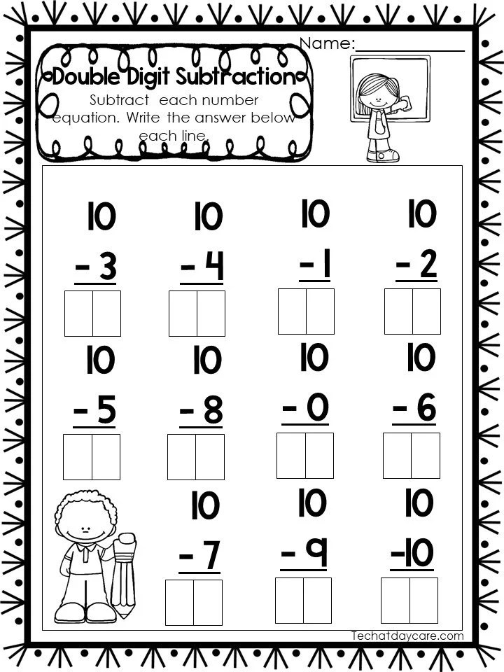 15 Printable Double Digit Subtraction Worksheets. Numbers Etsy