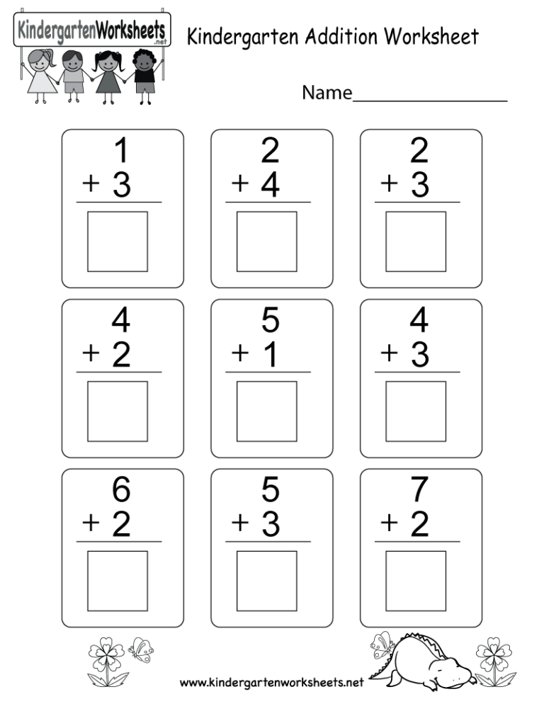 Kindergarten Addition Worksheets / Free