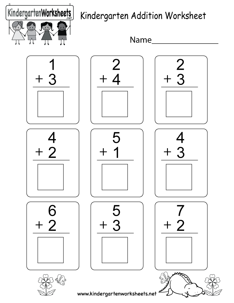 Free Printable Kindergarten Addition Worksheet