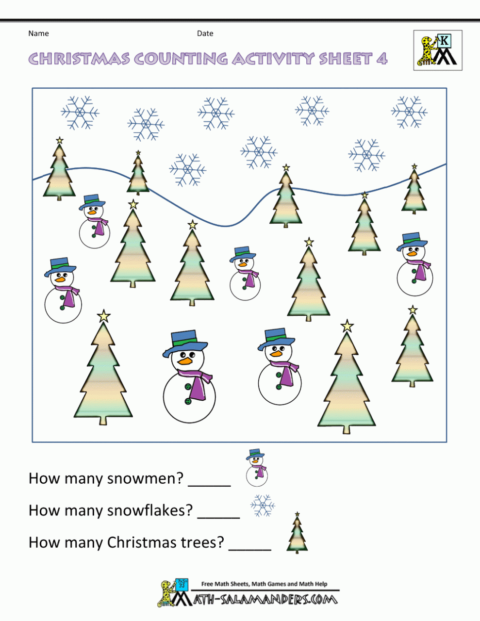 Christmas Math Worksheets Kindergarten