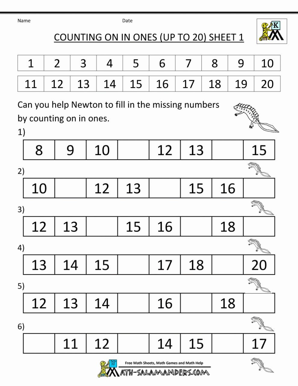 Kindergarten Counting Worksheets Sequencing to 25