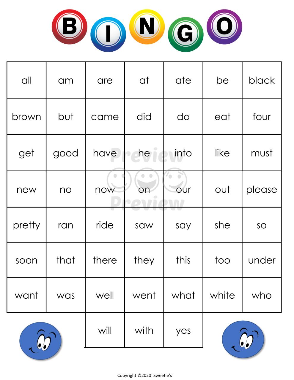 Sight Words Bingo Kindergarten Made By Teachers