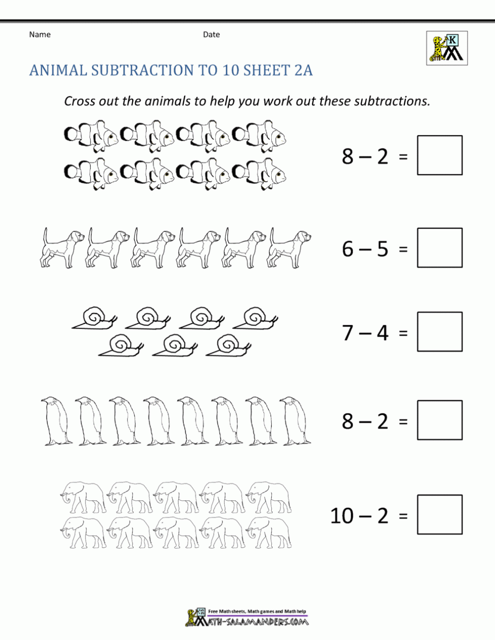 Pictorial Subtraction Worksheets Kindergarten