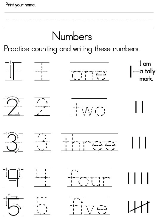 Number Words For Kindergarten Worksheet