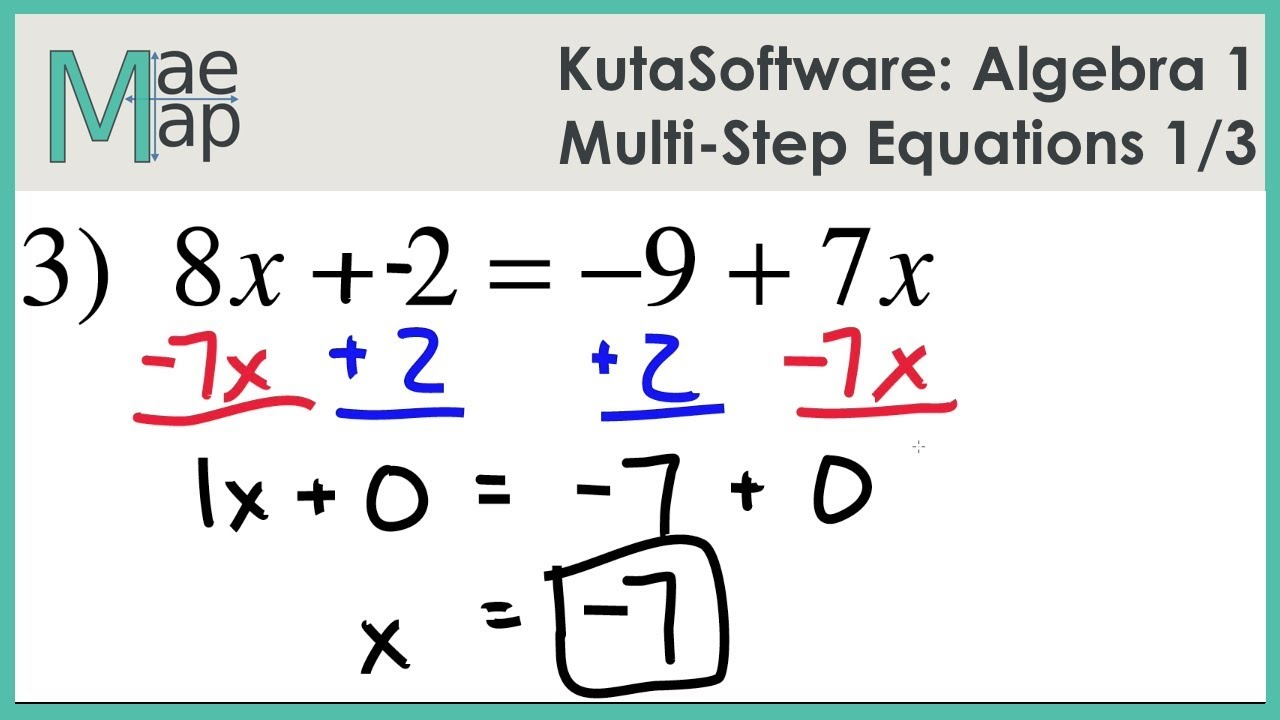 Algebra 1 Solving Multi Step Equations Worksheet Answers Algebra