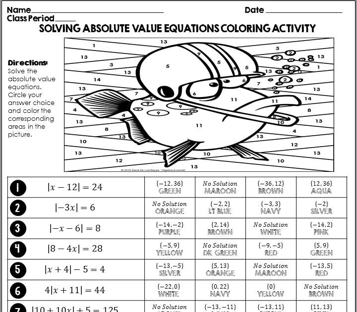 Absolute Value Equations And Inequalities Worksheet Answer Key worksheet