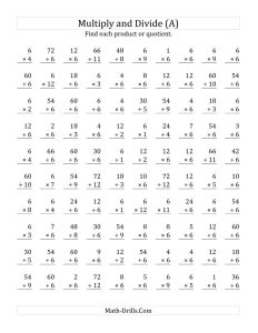 Multiplication Drill Sheets 3Rd Grade Division Drill Worksheets