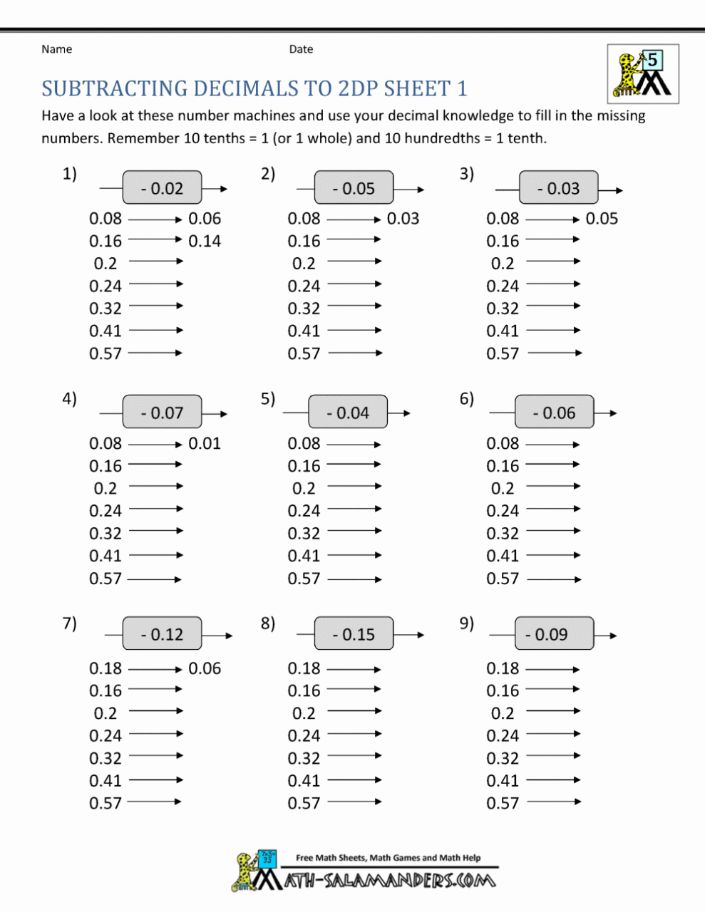 Math Worksheet Decimals convert fraction to decimal worksheet