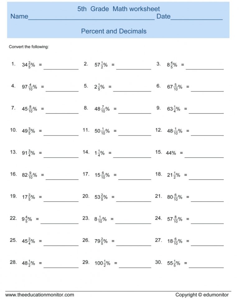 Grade 5 Math Worksheets Word Problems