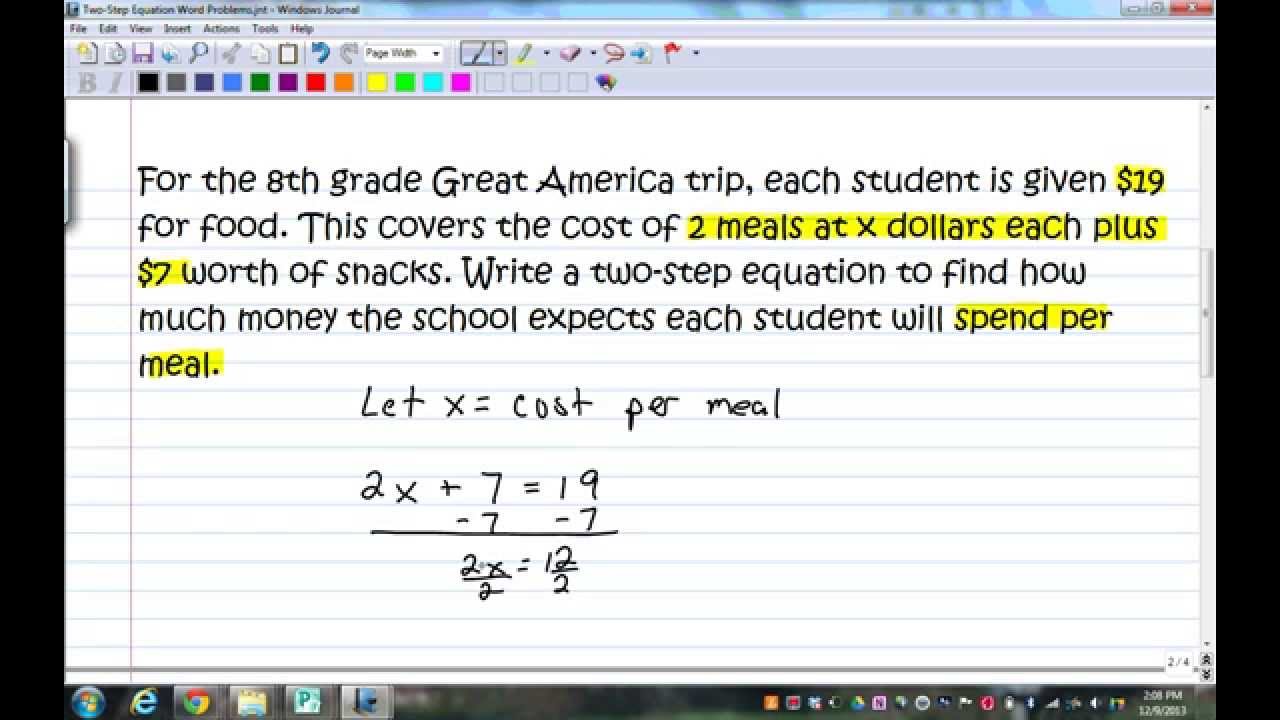 Two Step Equation Word Problems YouTube
