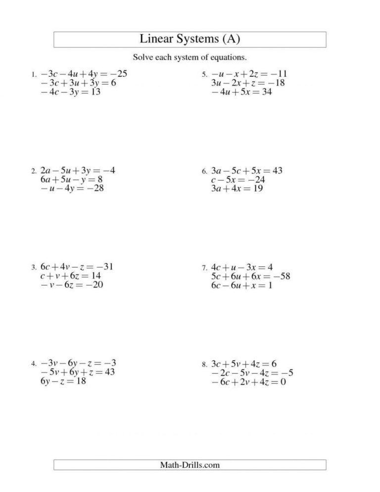 Systems Of Equations Word Problems Worksheet Slope Intercept Form
