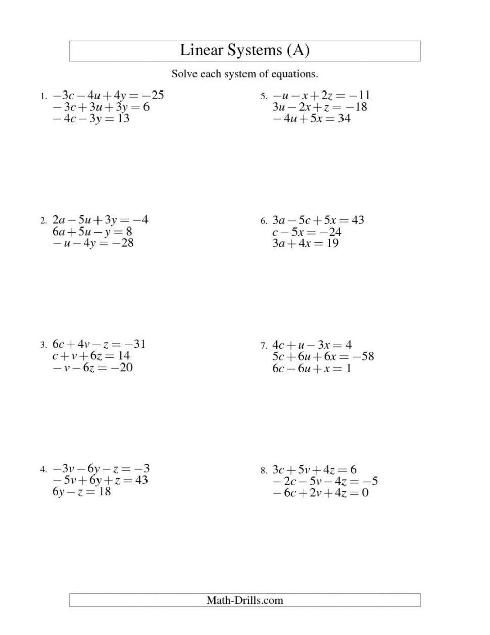 Solving One Variable Equations Worksheet Pdf