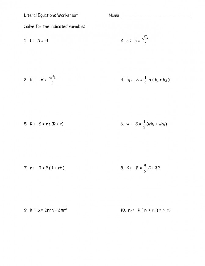 Math Worksheets Multi Step Equations