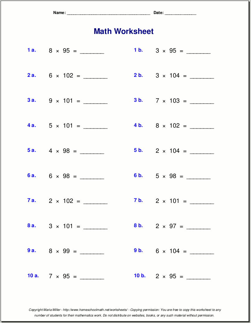 Worksheets Maths Grade 5