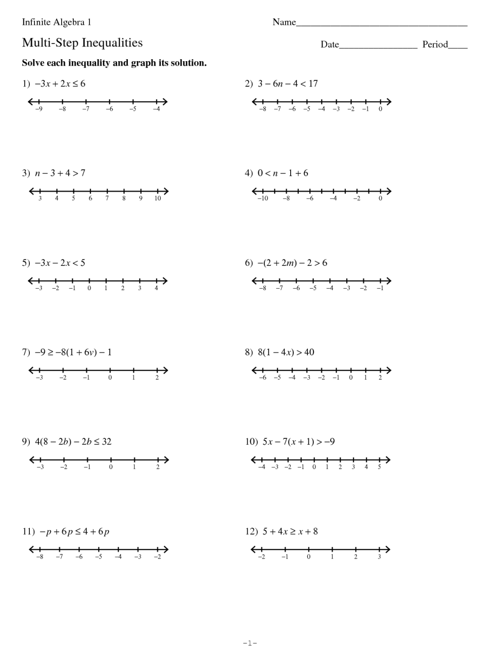 Solving Two Step Inequalities Worksheet Kuta multi step equations