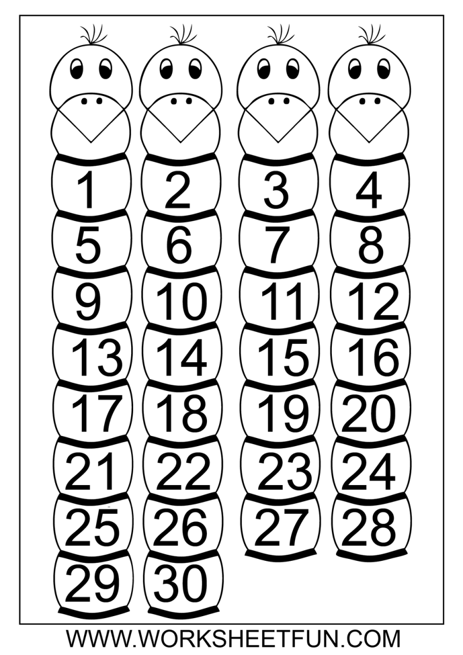 Kindergarten Math Worksheets Counting To 30