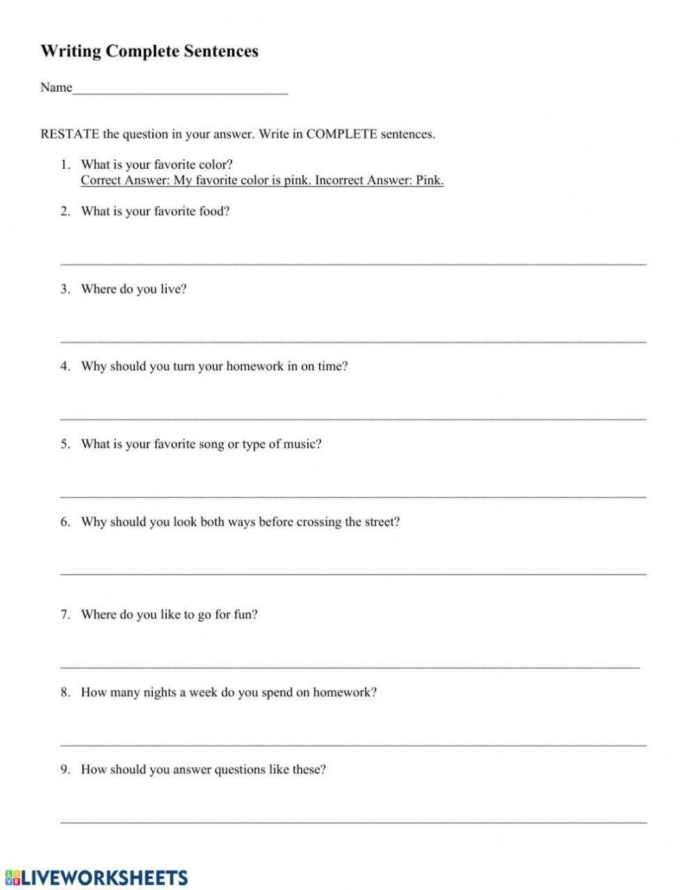 30 Restating the Question Worksheet Education Template