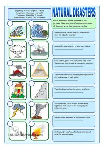 Severe Weather Worksheets Natural Disasters Matching Exercises