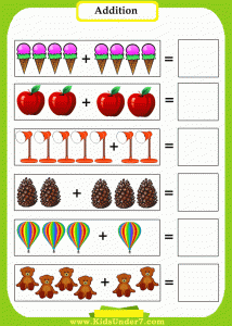 Simple Addition Worksheets For Kindergarten With Pictures NEO Coloring