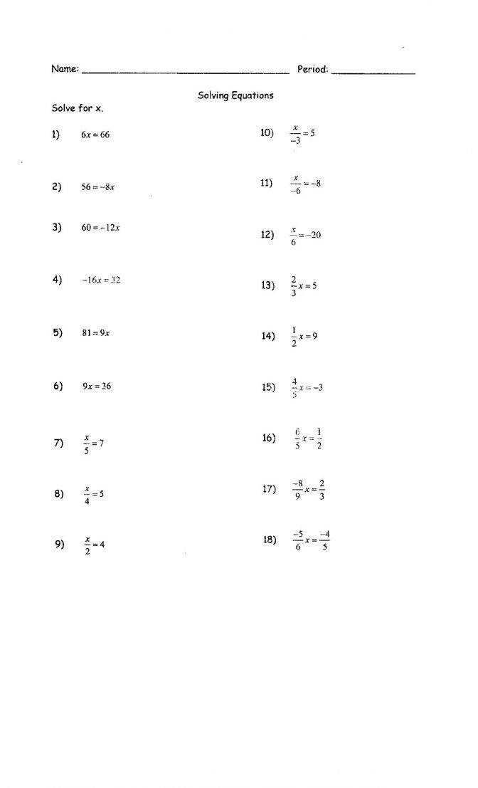 32 Solving Equations With Variables On Both Sides Worksheet Answers
