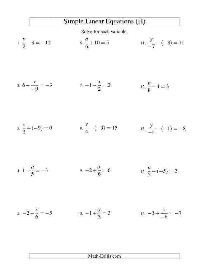 Solving Equations with Variables On Both Sides Worksheet