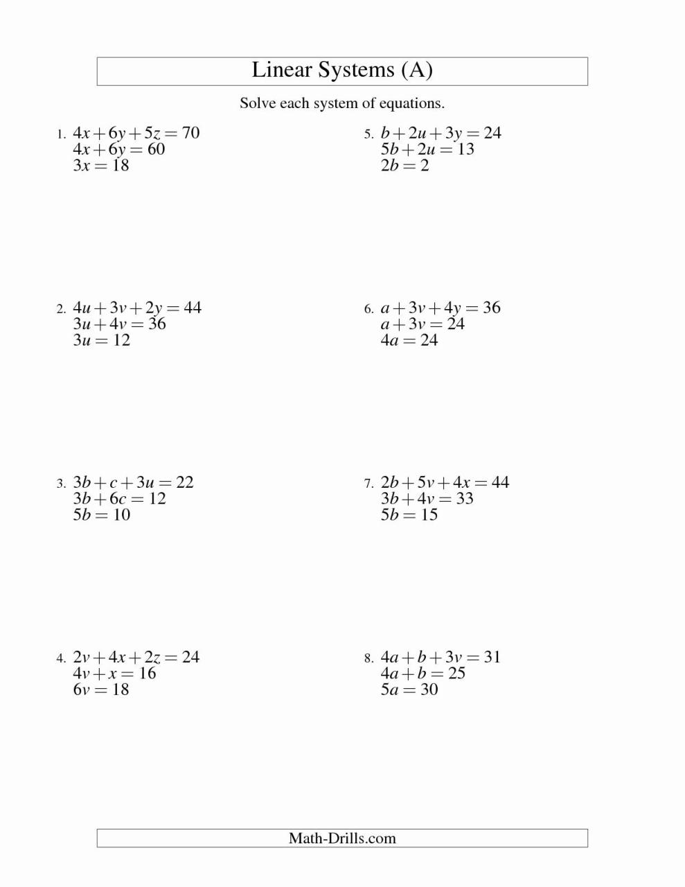 Solving Systems Of Equations Algebraically Worksheet Answers 3 2
