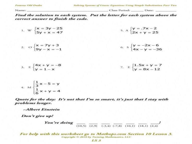 Solving Systems Of Equations By Graphing Worksheet Math Aids