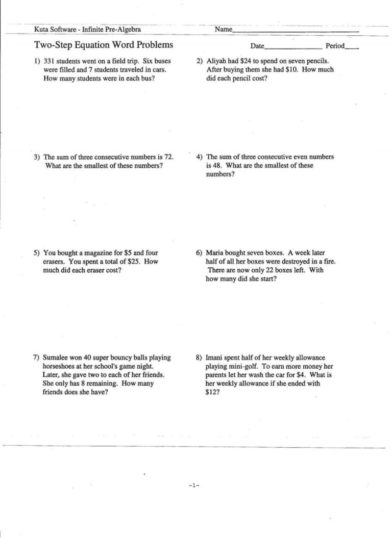 Systems Of Equations Word Problems Worksheet Effortless Math