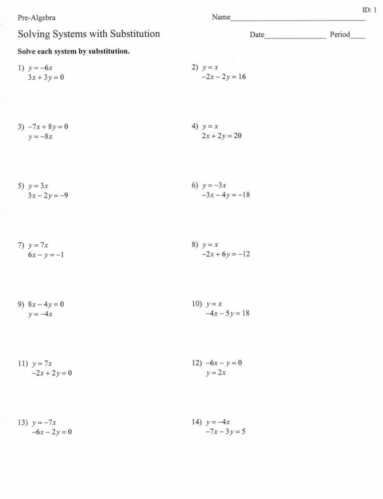 Worksheet Systems Of Equations Elimination