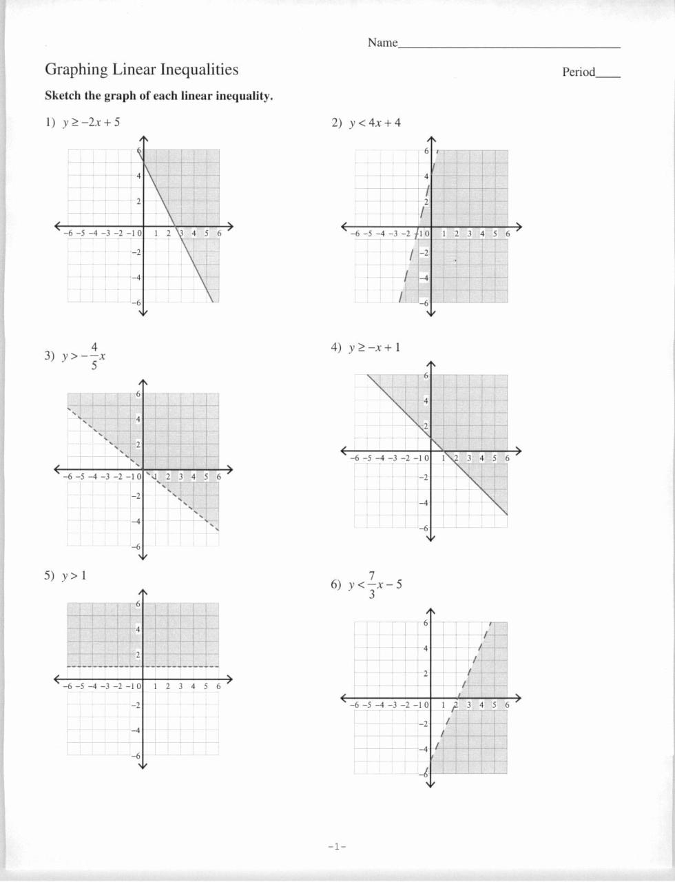 Solving Systems Of Inequalities by Graphing Worksheet Answers 3 3