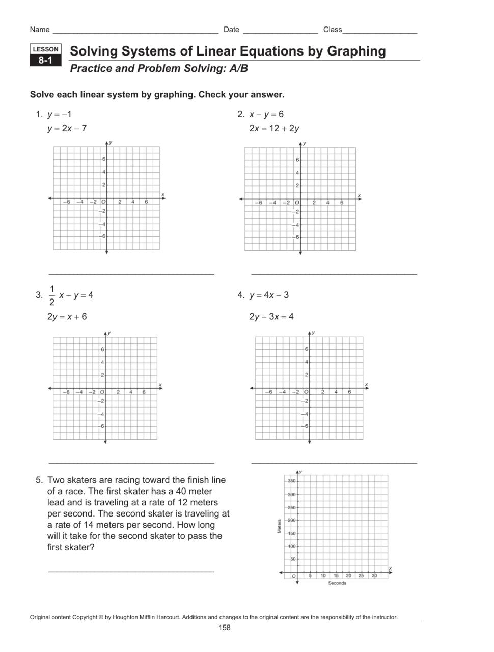 Solving Systems Of Equations By Graphing Worksheet Answer Key — db