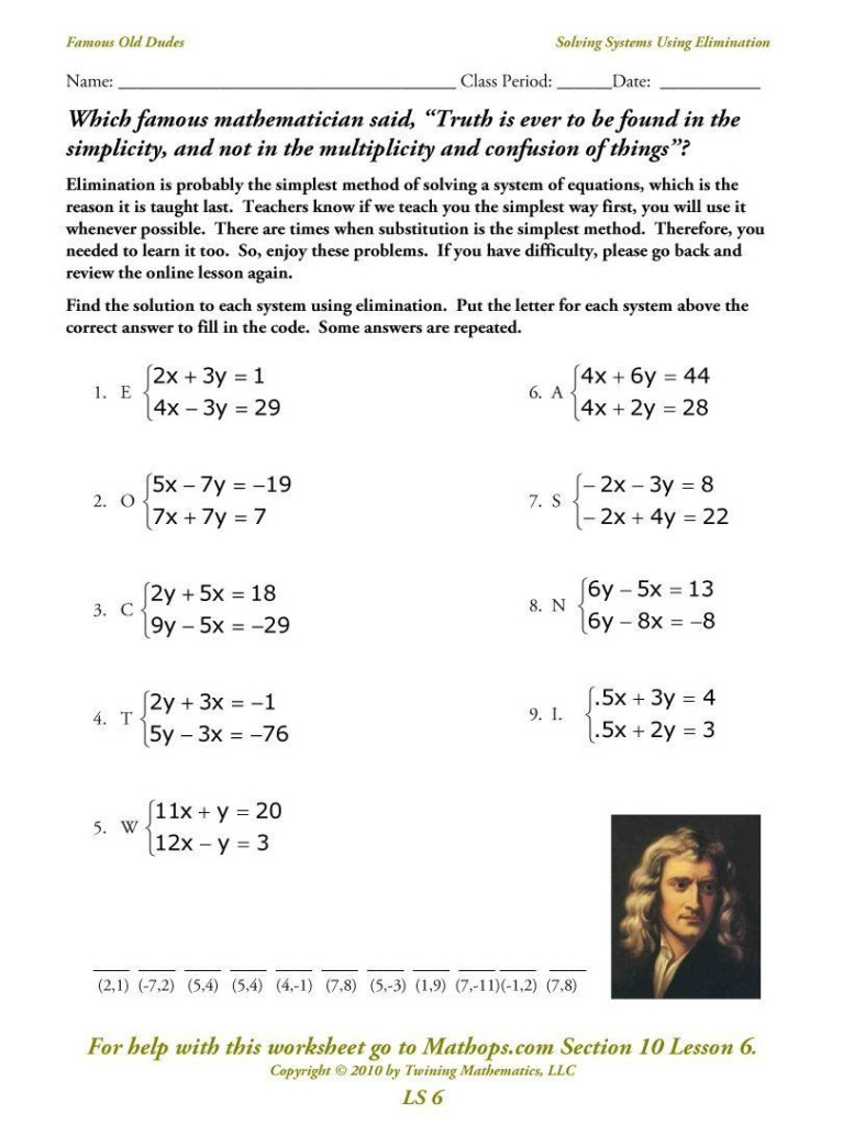 Solving Systems Of Equations By Substitution Worksheet Infinite Pre