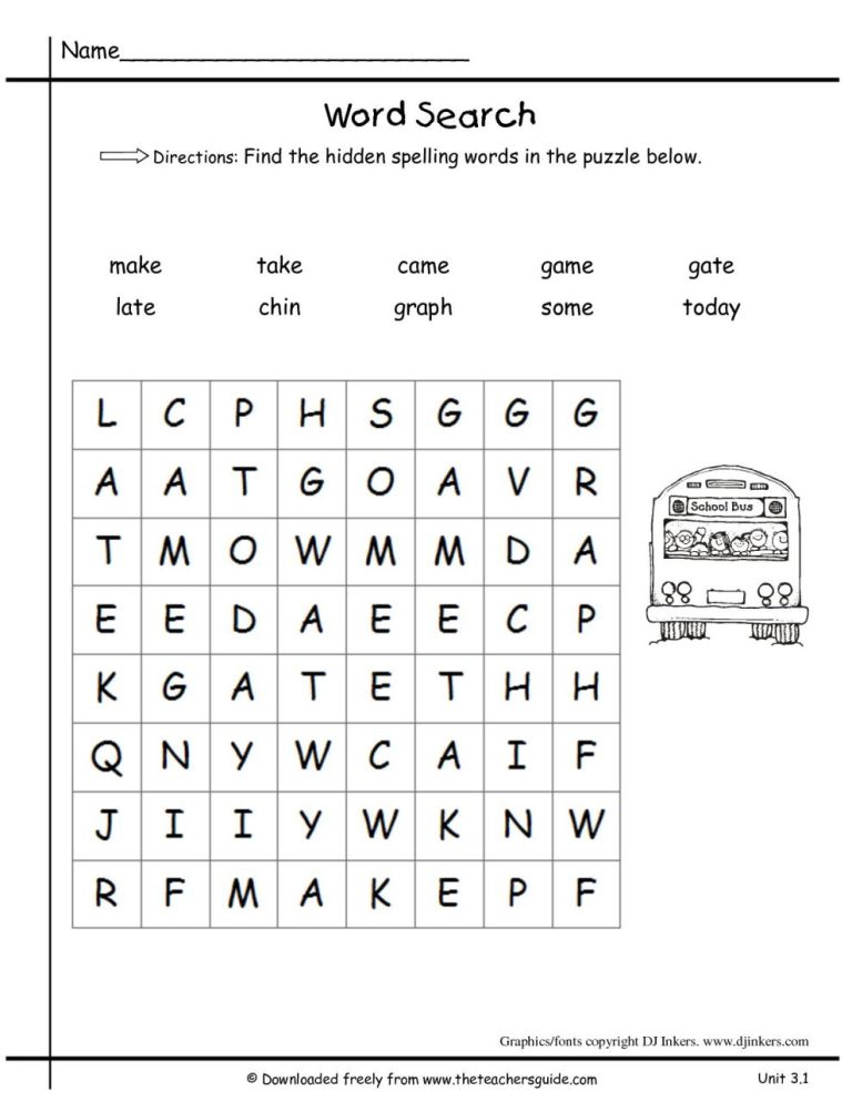 Kindergarten Spelling Words Worksheets Pdf