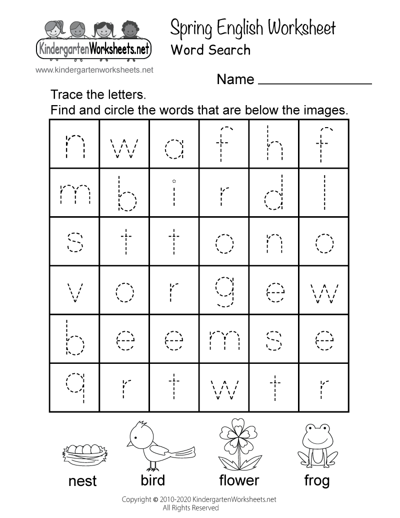 Spring English Worksheet Free Kindergarten Seasonal Worksheet for Kids