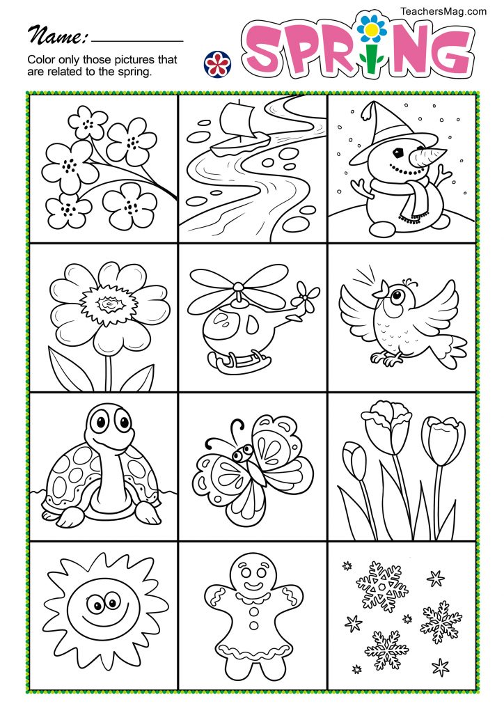 Spring Themed Kindergarten Worksheets